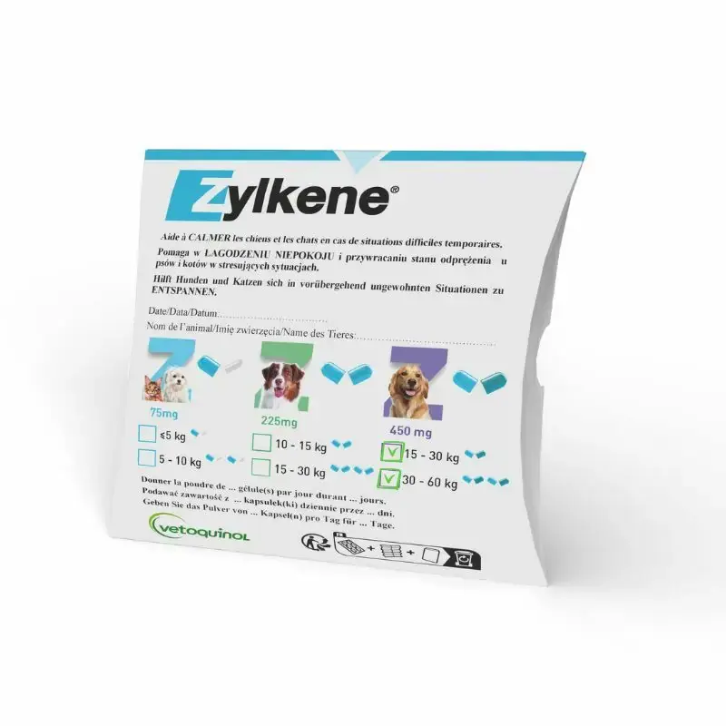 Hit cenowy ZYLKENE 15-60 kg (450mg) – środek uspokajający dla psów o wadze 15-60kg, 10 kapsułek