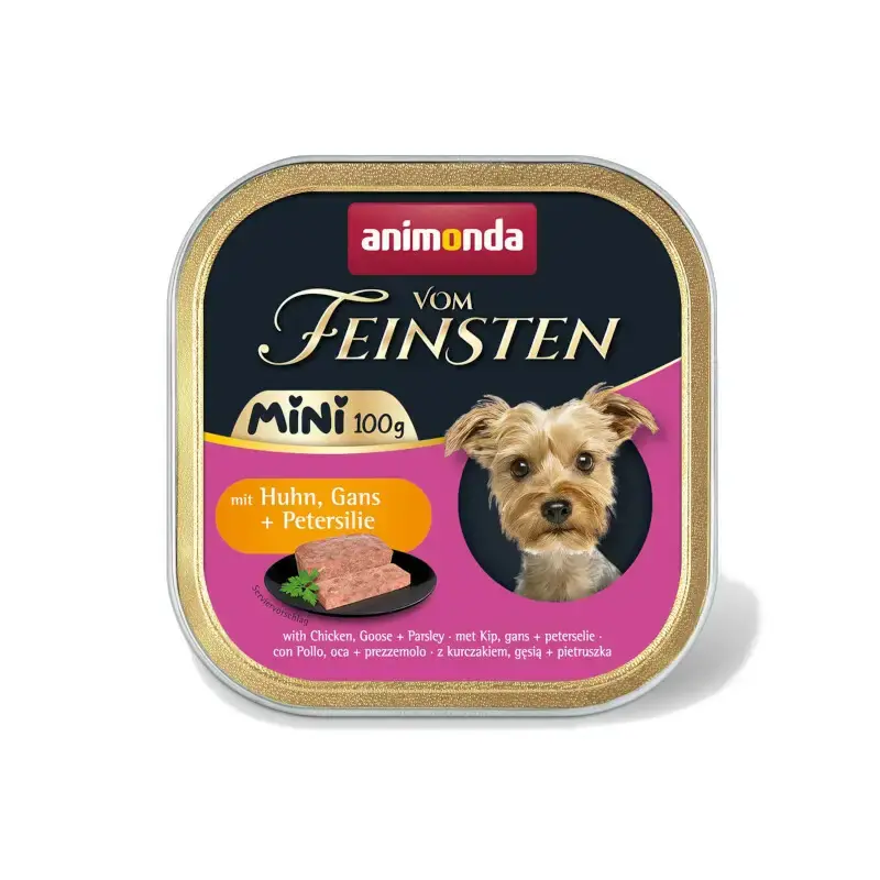 ANIMONDA MINI Vom Feinsten Adult Kurczak, gęś i pietruszka- karma dla dorosłego psa, szalka 100g Nie przegap