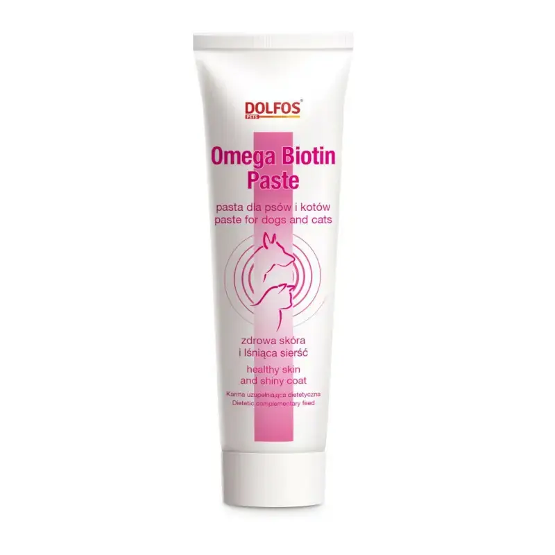 Wybór klientów DOLFOS Omega Biotin Paste - Zdrowa skóra i lśniąca sierść, 100g