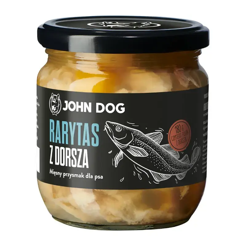 Zamów dziś JOHN DOG Rarytas z dorsza w naturalnym wywarze z dodatkiem dyni i alg morskich - Karma mokra dla psa, 380g