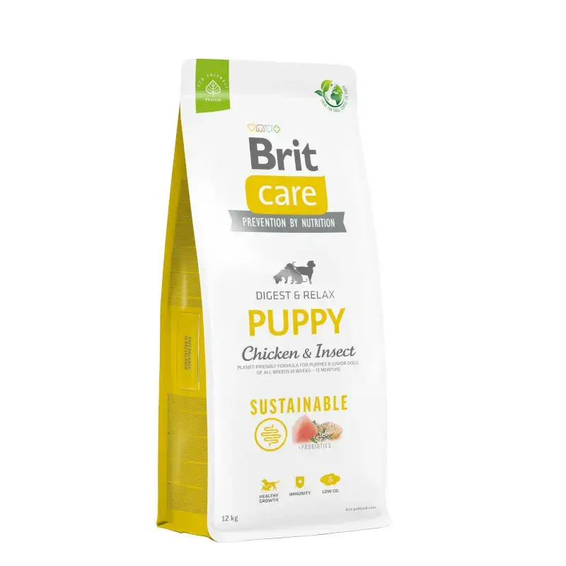 Do wyczerpania zapasów Brit Care Dog Sustainable Puppy Chicken & Insect - Pełnoporcjowa karma dla szczeniąt na bazie kurczaka i owadów, Nowa formuła