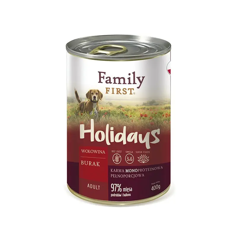 FAMILY FIRST Holidays Wołowina/Burak - Monoproteinowa, mokra karma dla psów Kup online