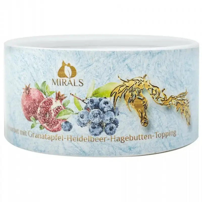 MIRALS Pferdesorbet - sorbet z koniny z granatem, borówką i owocami dzikiej róży - lody dla psa (20g) Wysoka jakość