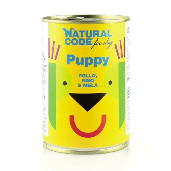 Natural Code 01 Puppy kurczak, ryż, jabłko - Mokra karma dla psa, puszka 400g Wysoka jakość