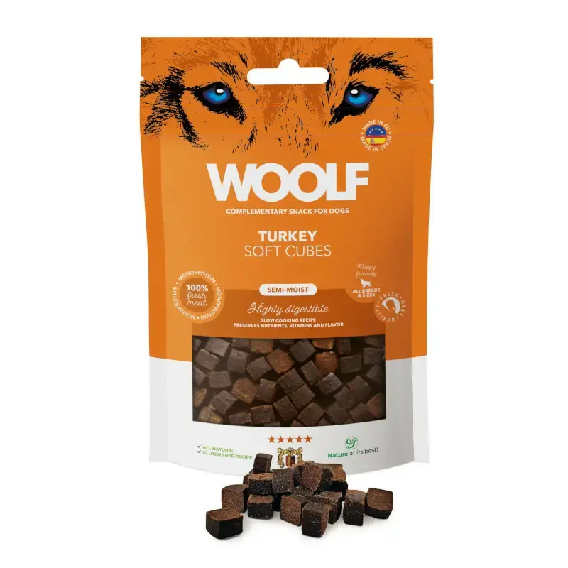 WOOLF SOFT CUBES TURKEY MONOPROTEIN - przysmak dla psa, kosteczki z indyka, 100g Oferta