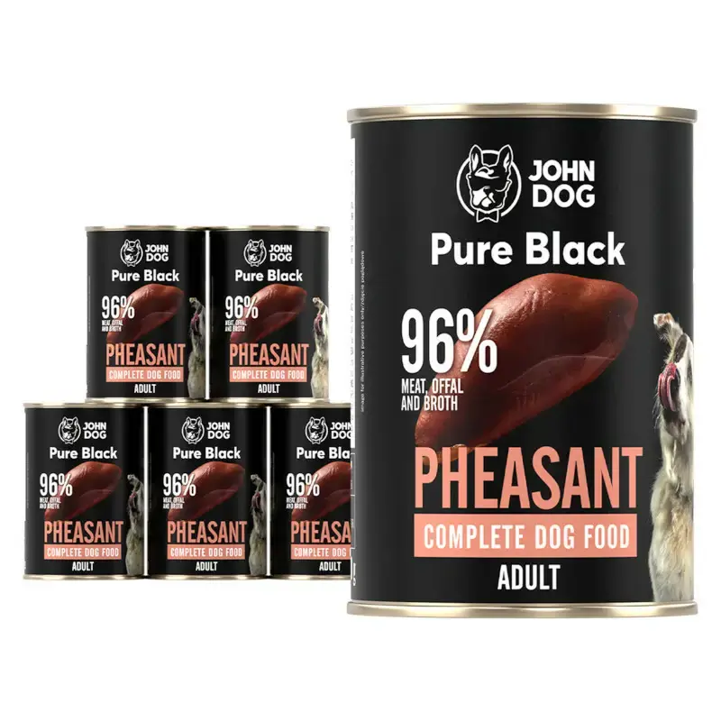 Bezpieczne zakupy JOHN DOG Pure Black Pheasant PAKIET 6x400g - Karma mokra dla psa z bażantem