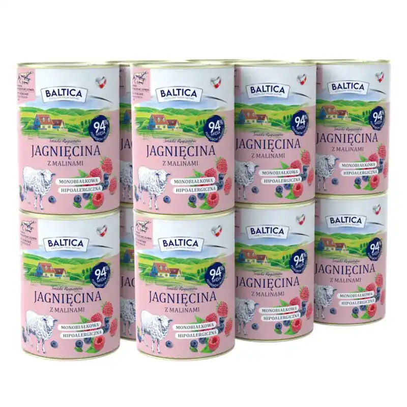 BALTICA Jagnięcina z malinami Pakiet 12x400g - Monoproteinowa mokra karma dla psa Dodaj do koszyka