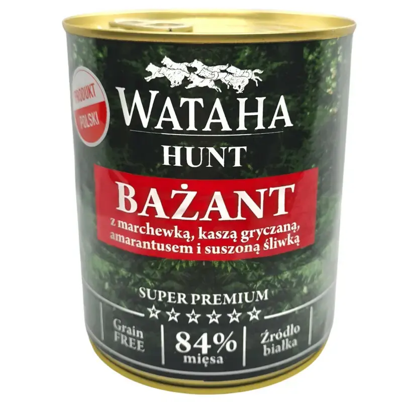 WATAHA HUNT 84% Adult Bażant Z Marchewką I Suszoną Śliwką 800g Premium