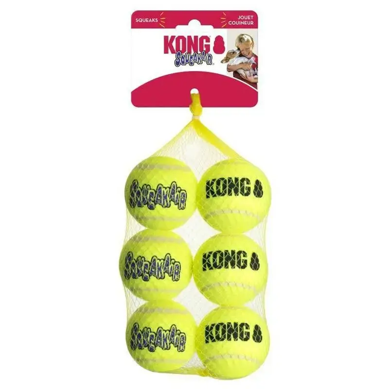 Dodaj do koszyka KONG® SqueakAir® Tennis Ball M - piłka tenisowa z piszczałką, aport dla psa, 6 sztuk piłek o średnicy 6cm