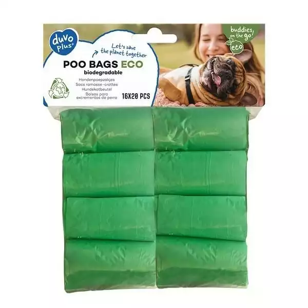 Bezpieczne zakupy DUVO+ PooBags Eco - Biodegradowalne woreczki na psie odchody 16x20szt