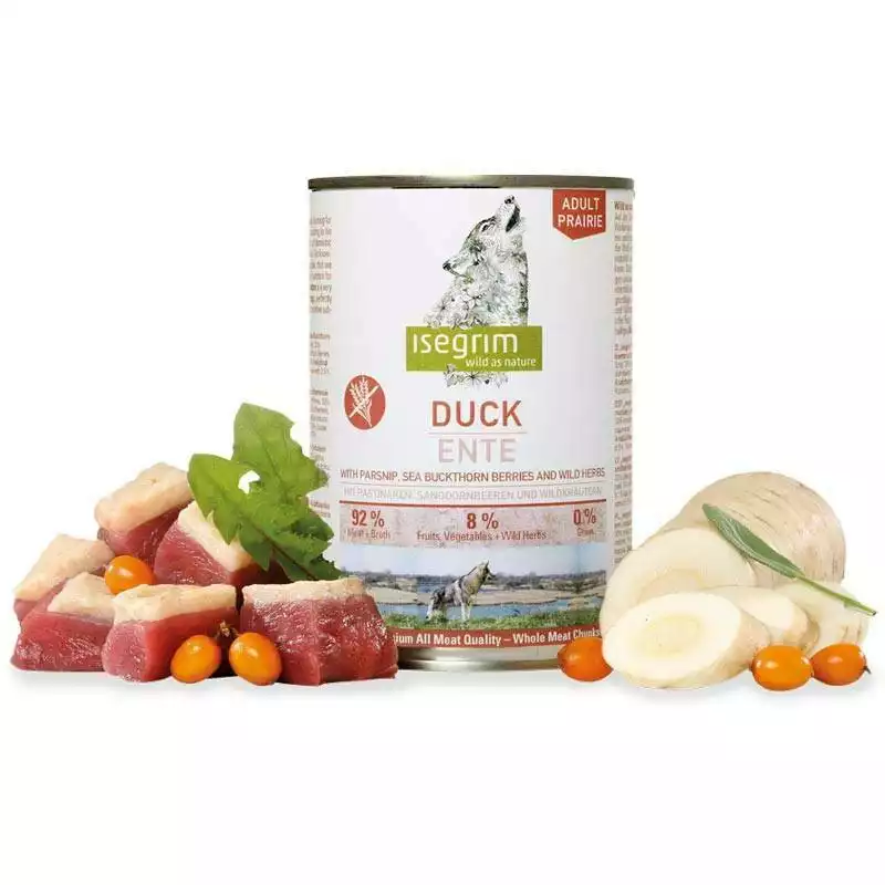 Promocja Isegrim Adult Duck - mokra karma dla dorosłych psów, kaczka z pasternakiem i ziołami, 400g