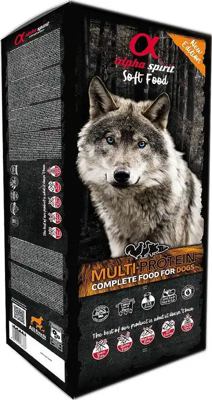 Alpha Spirit Multi-Protein Karma sucha miękka dla psa 9kg (45x200g) Wyprzedaż
