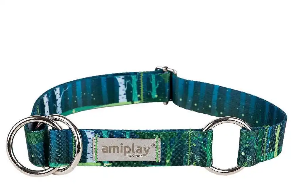Tani Amiplay BeNature Obroża półzaciskowa dla psa L (35-50cm) wzór Forest