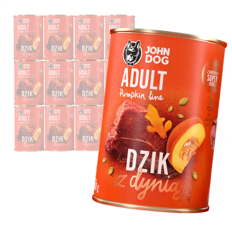 JOHN DOG Karma Mokra Dla Psa Pumpkin Line Dzik z Dynią 12x400g Szybka dostawa