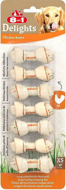 8in1 Kość wiązana Delights z kurczakiem dla psa XS op. 7szt. Premium
