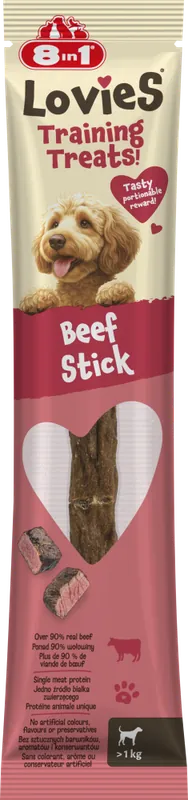Nie przegap 8in1 Lovies Training Treats Beef Stick Przysmak Treningowy z wołowiną dla psa 15g