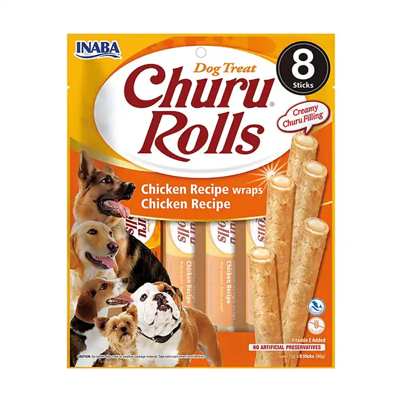 Kup teraz Inaba Dog Churu Rolls Chicken Wraps 8x12g Przysmak Dla Psa Kurczak