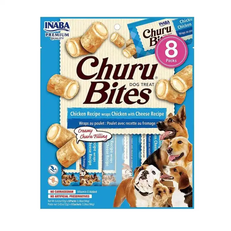 Wyprzedaż Inaba Dog Churu Bites Chicken Wraps 8x12g Przysmak dla Psa Kurczak z Serem