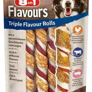 Promocja 8in1 Triple Flavour Rolls przysmak dla psa 113g