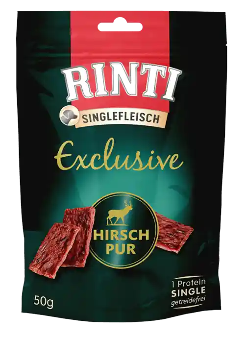 Rinti Singlefleisch Exclusive Przysmak z jeleniem (Hirsch pur) 50g Tylko dziś