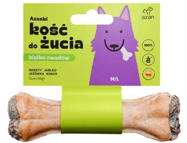 Dostępne od ręki Azan Kość do żucia Azanki z insektami i kokosem dla psa 17cm