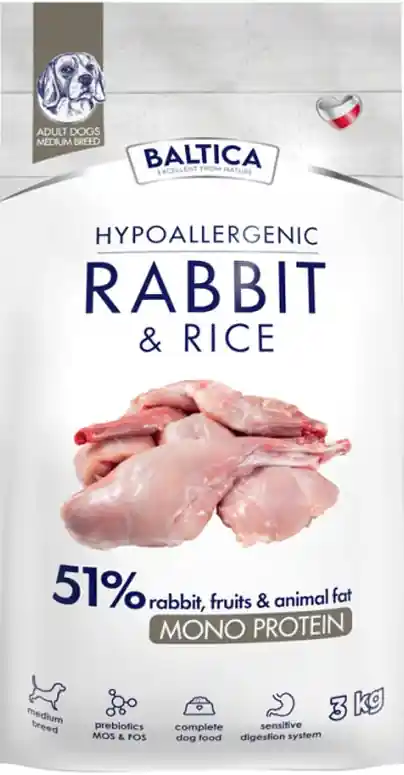 Baltica Hypoallergenic Adult Medium Rabbit&Rice Karma z królikiem dla psa 3kg Hit cenowy