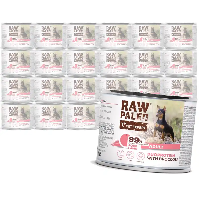 Raw Paleo Pork&Lamb Adult Duoprotein 24x200g Mokra Karma Dla Psa z Wieprzowiną i Jagnięciną Szybka wysyłka