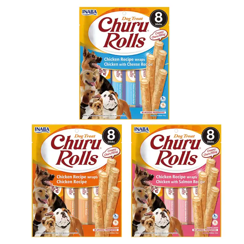 Inaba Dog Churu Rolls Wraps 24x12g Przysmak Dla Psa Mix Smaków Ostatnia szansa