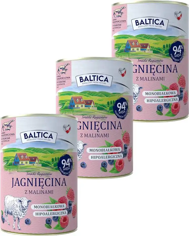 Wyprzedaż Baltica Smaki Regionów Adult Karma z jagnięciną i malinami dla psa 12x400g PAKIET