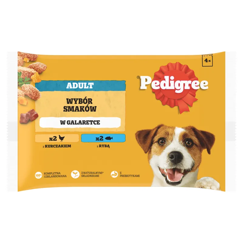 Pedigree Adult Wybór Smaków 4x100g Mokra Karma Dla Dorosłych Psów Kurczak Ryba W Galaretce Super okazja