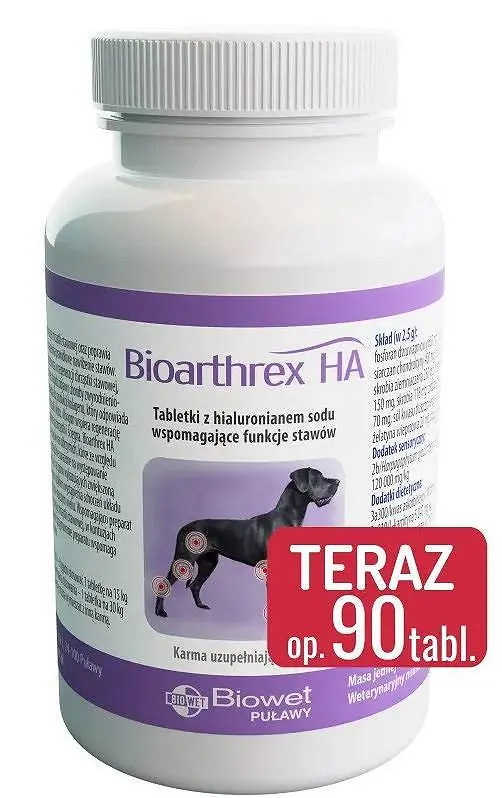Biowet Bioarthrex HA dla psa Suplement diety 90tab. Tylko do końca tygodnia