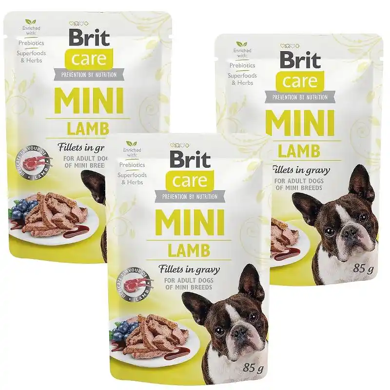 Łatwy zwrot Brit Care MINI Adult Lamb Karma z jagnięciną dla psa 24x85g PAKIET