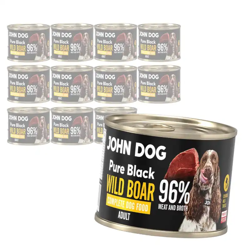 Bestseller John Dog Pure Black Wild Boar Adult 12x200g Mokra Karma Dla Psa Z Dzikiem