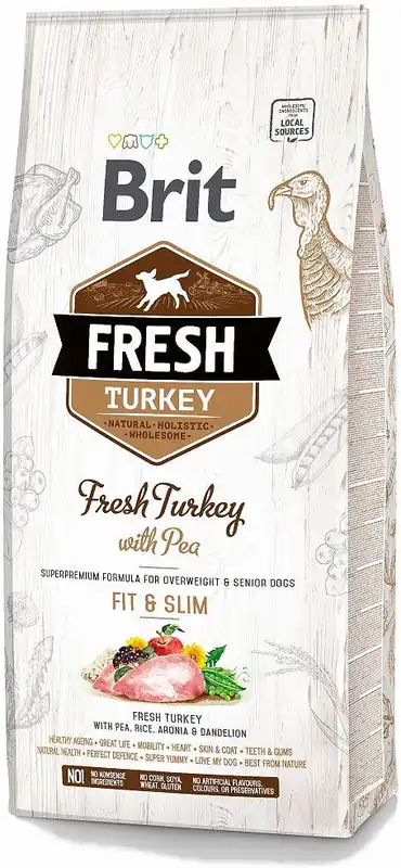 Promocja Brit Fresh Fit&Slim Overweight&Senior Dogs Turkey with Pea Karma z indykiem dla psa 2x12kg TANI ZESTAW