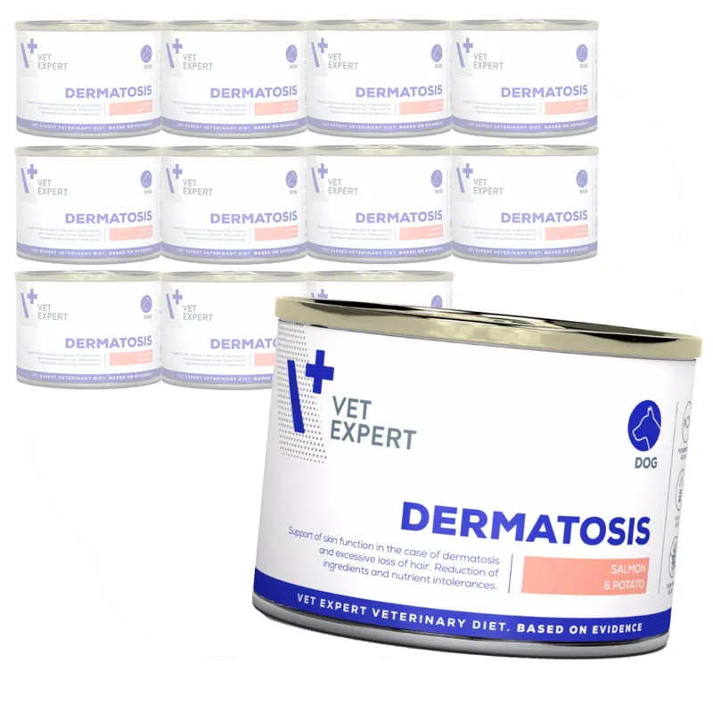 Bezpieczna płatność VetExpert Veterinary Diet Dermatosis Salmon & Potato 12x200g Mokra Karma Weterynaryjna Dla Psów z Zaburzeniami Dermatologicznymi