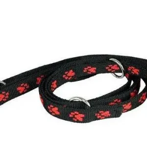 Cena promocyjna Chaba Smycz regulowana dla psa rozm. 16mm/120-260cm kolor czarny w czerwone łapki