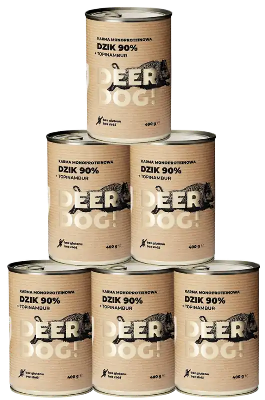 Deer Dog Adult Karma z dzikiem i topinamburem dla psa 6x400g PAKIET Super okazja