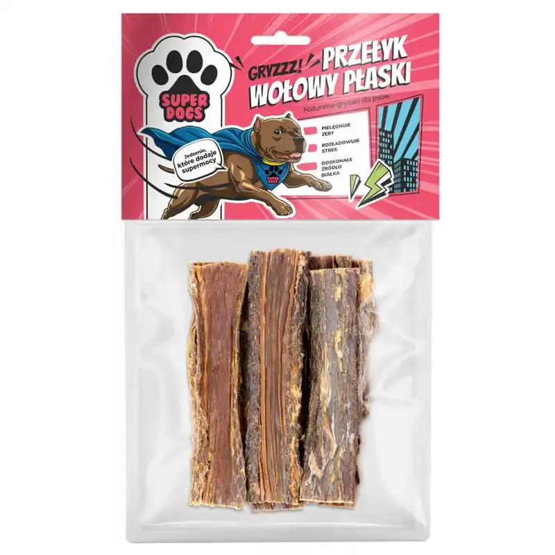 Bestseller Uniszki Superdogs Przełyk Wołowy Płaski 100g Naturalny Przysmak Dla Psa