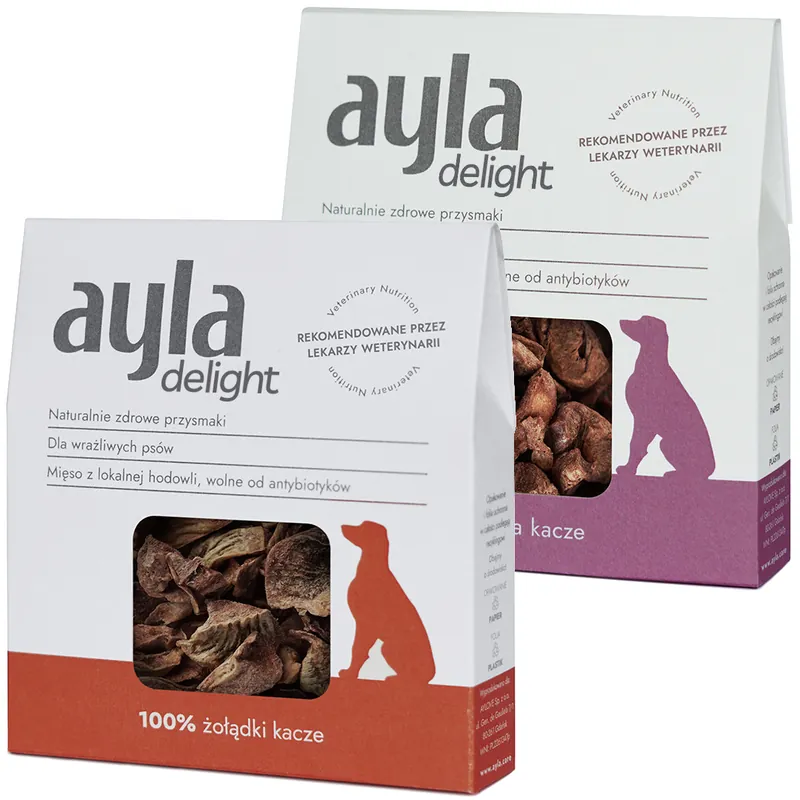 Ayla Delight 2x28g Liofilizowany Przysmak Dla Psa 100% Mięsa Wątróbka Serca Kacze Wysoka jakość