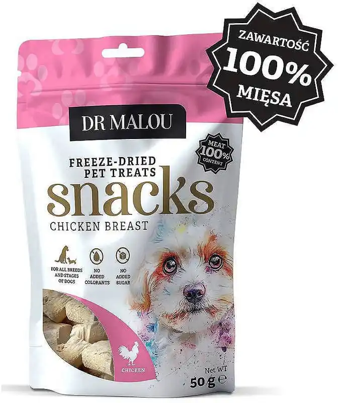 Dr Malou Freeze Dried Liofilizowane Przysmaki z kurczakiem dla psa 50g Niska cena