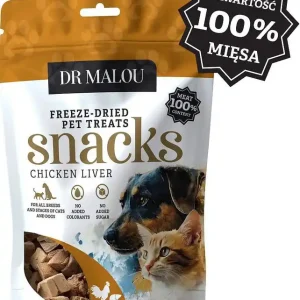 Dr Malou Freeze Dried Liofilizowane Przysmaki z wątrobą kurzą dla kota i psa 50g Wyprzedaż