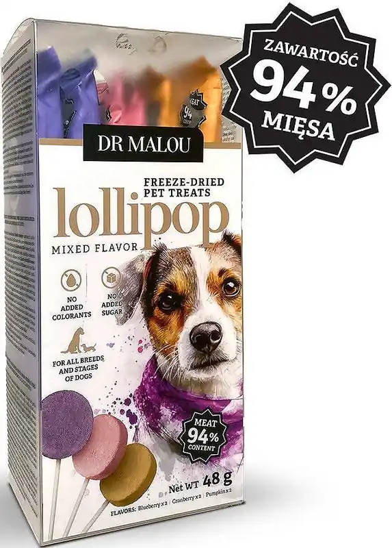 Dr Malou Lollipop Przysmak Lizaki dla psa 48g MIX Ekspresowa dostawa