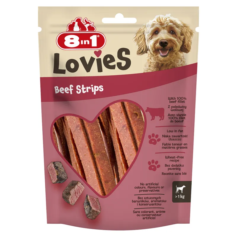 8in1 Lovies Beef Strips 80g Paski z Pieczoną Wołowiną Przysmak Dla Psa Oferta czasowa