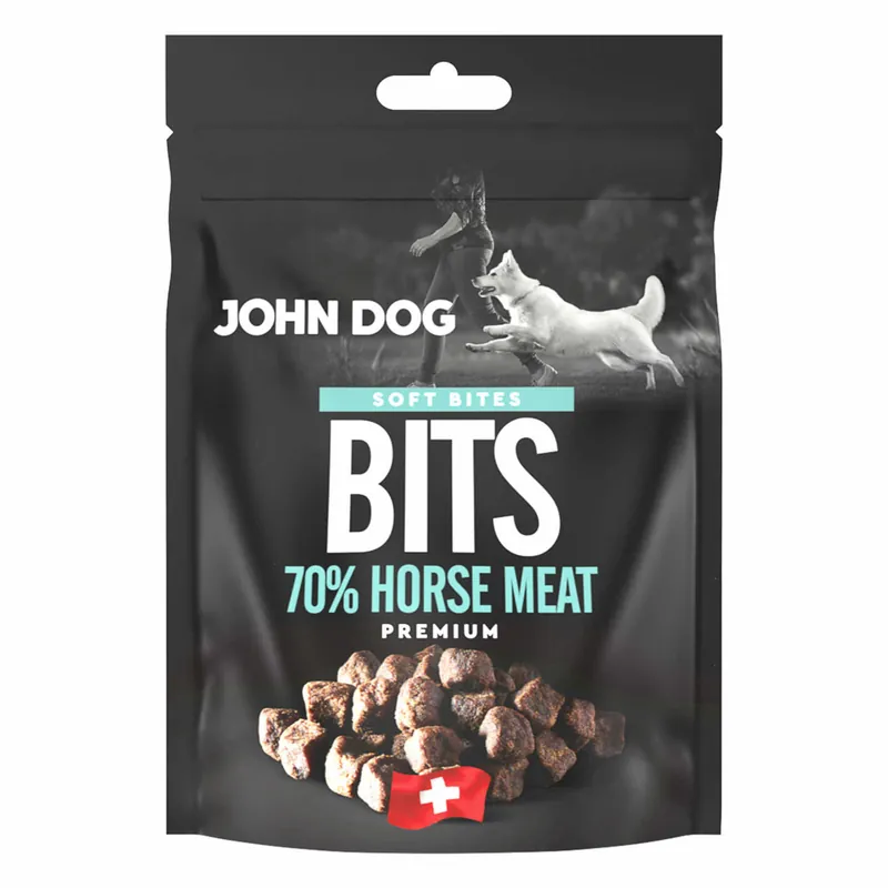 Dostępne od ręki John Dog Soft Bites Bits Horse 100g Przysmak Treningowy Dla Psa Chapsy z Koniną