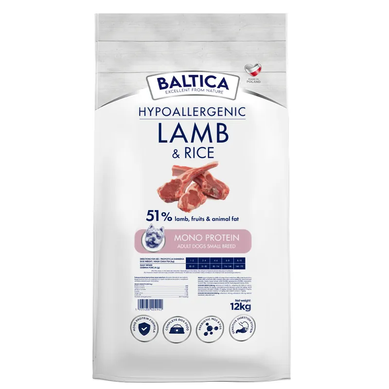 Nowość Baltica Adult Jagnięcina z Ryżem XS/S 12kg Hipoalergiczna Sucha Karma Dla Psów Miniaturowych i Małych Ras
