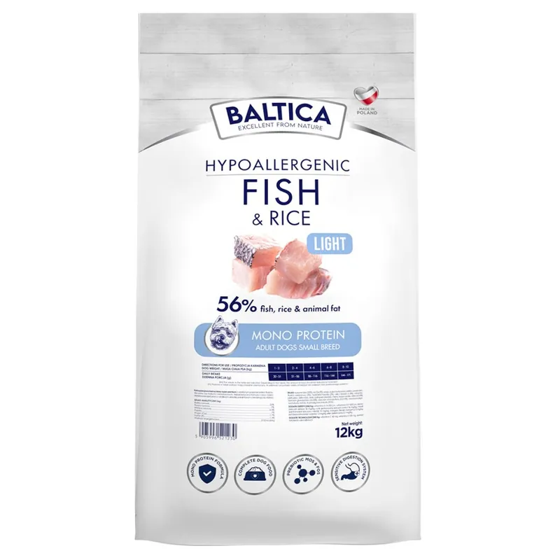 Baltica Adult Light Ryba z Ryżem XS/S 12kg Hipoalergiczna Sucha Karma Dla Psów Miniaturowych i Małych Ras Obniżka ceny