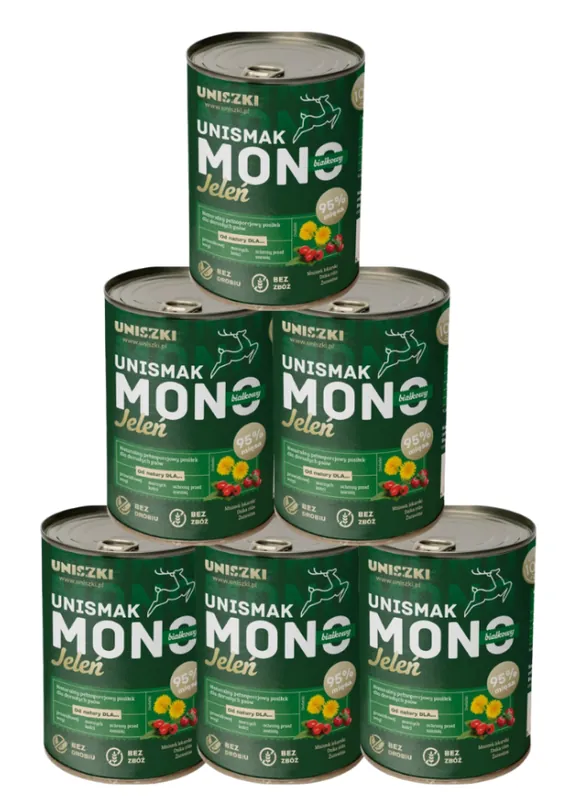 Bestseller Uniszki Unismak Adult Mono Karma z jeleniem dla psa 15x400g PAKIET