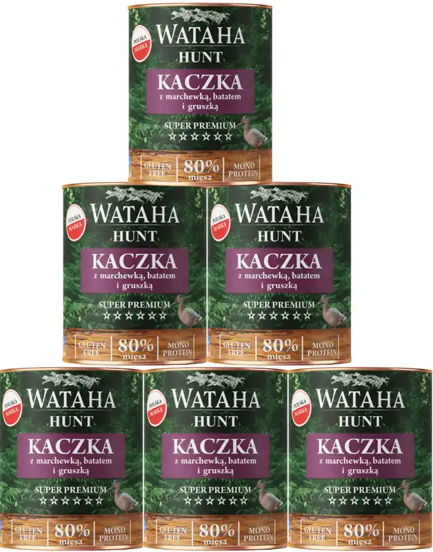 Wataha Hunt Adult Karma z kaczką i marchewką dla psa 6x800g PAKIET Wysoka jakość