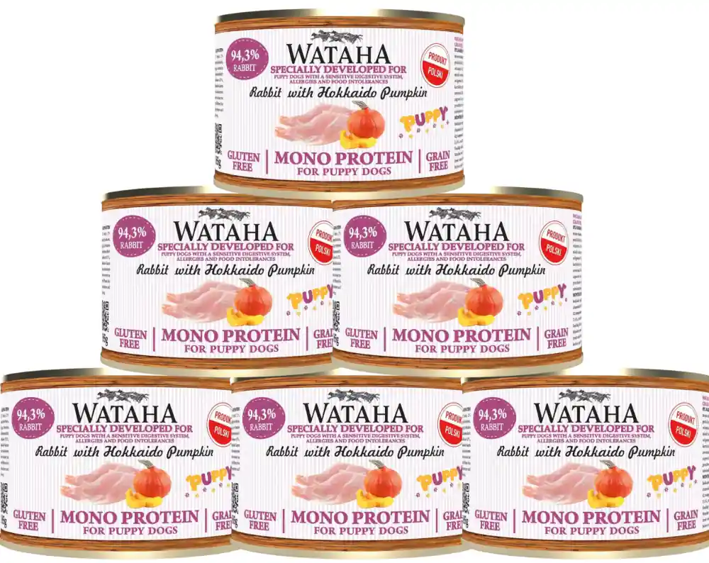 Wataha Mono Protein Puppy Rabbit&Hokkaido Karma z królikiem i dynią Hokkaido dla szczeniaka 12x185g PAKIET Obniżka ceny