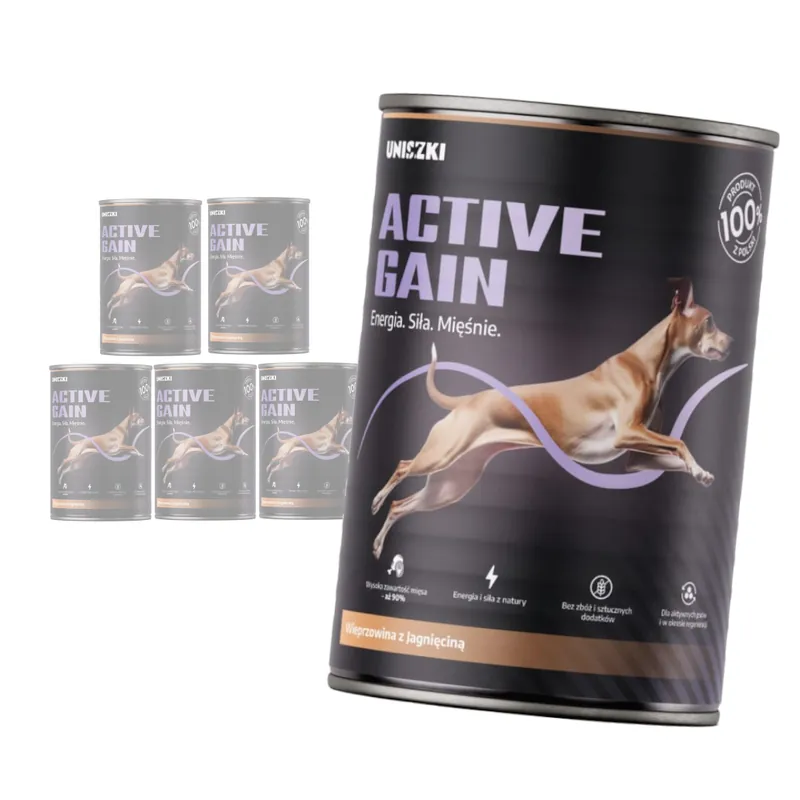 Bestseller Uniszki Active Gain Wieprzowina z Jagnięciną 6x400g Mokra Karma Dla Psów Aktywnych